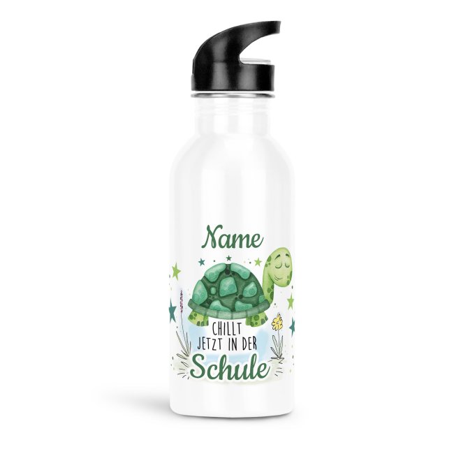 Trinkflasche mit Name zur Einschulung - Chillt in der Schule - 600 ml