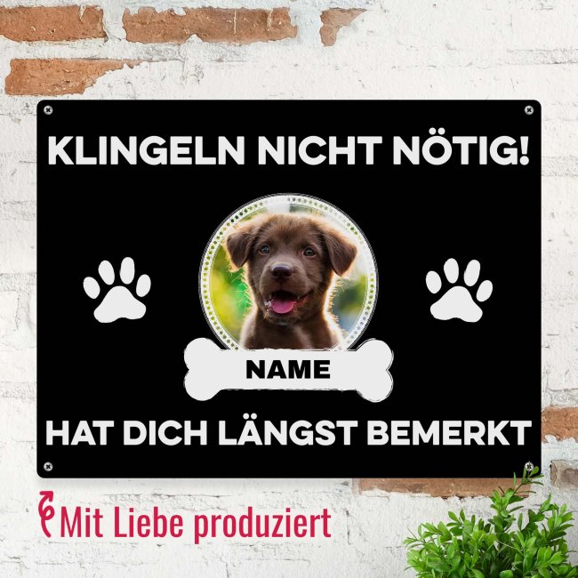 Outdoorschild mit Spruch - Klingeln nicht n&ouml;tig - mit Foto &amp; Name