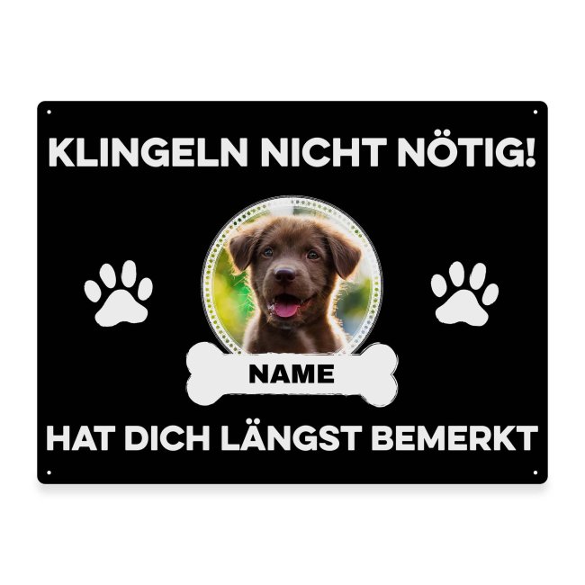 Outdoorschild mit Spruch - Klingeln nicht n&ouml;tig - mit Foto &amp; Name