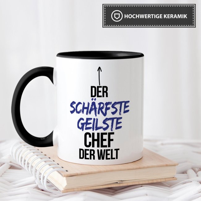 Tasse mit Spruch - Lustige Chef Tasse - Der sch&auml;rfste geilste Chef der Welt