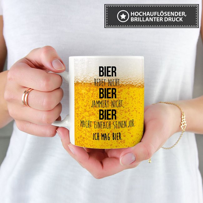 Bier Tasse mit Spruch - Ich mag Bier!