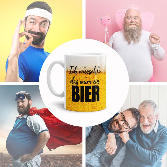 Bier Tasse mit Spruch - Ich w&uuml;nschte das w&auml;re ein Bier - Wei&szlig;