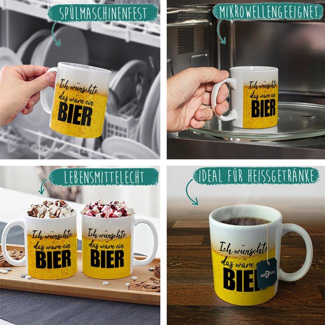 Bier Tasse mit Spruch - Ich w&uuml;nschte das w&auml;re ein Bier - Wei&szlig;