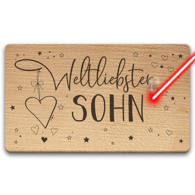 Holzbrett mit Gravur - Weltliebster Sohn