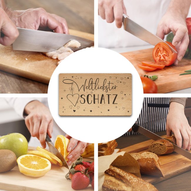 Holzbrett mit Gravur - Weltliebster Schatz