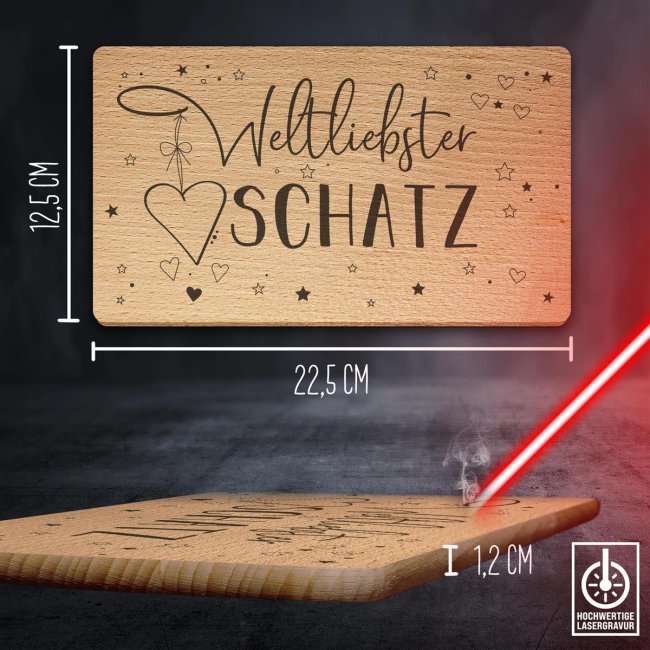 Holzbrett mit Gravur - Weltliebster Schatz