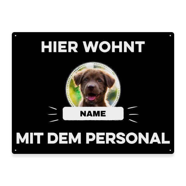 Outdoorschild mit Spruch - Hier wohnt mit Personal - mit Fotos &amp; Namen