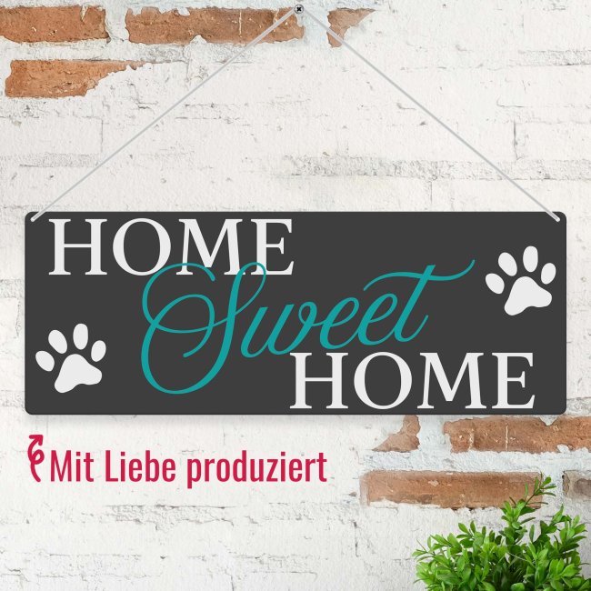 Outdoorschild mit Spruch - Home Sweet Home - Tatzen - mit Fotos &amp; Namen