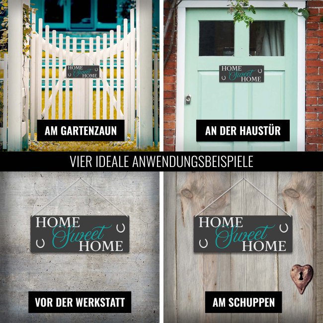 Outdoorschild mit Spruch - Home Sweet Home - 24 x 9