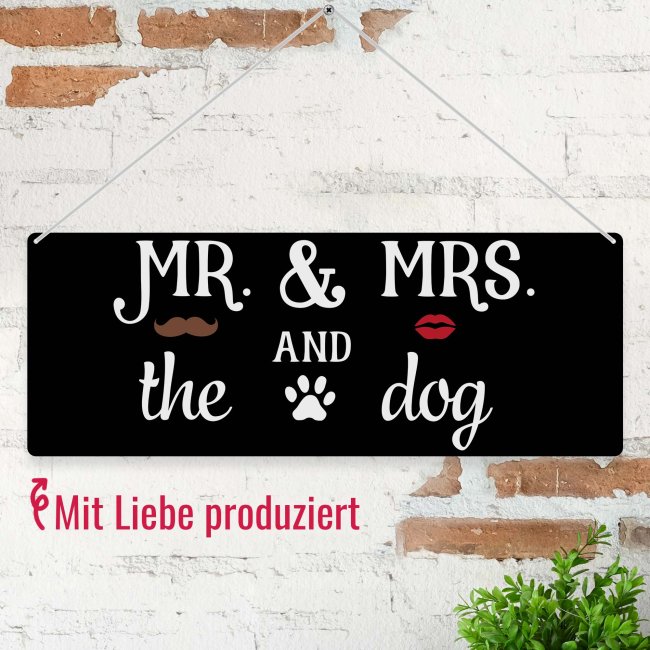 Outdoorschild mit Spruch - MR &amp; MRS and the Dogs - mit Fotos &amp; Namen