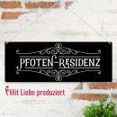 Outdoorschild mit Spruch - Pfotenresidenz - 24 x 9