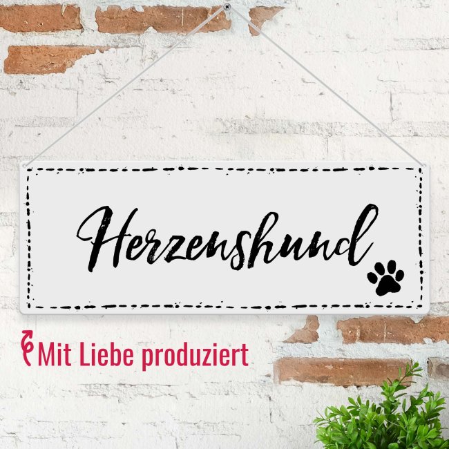 Outdoorschild mit Spruch - Herzenshund - Seelenhund - mit Fotos &amp; Namen