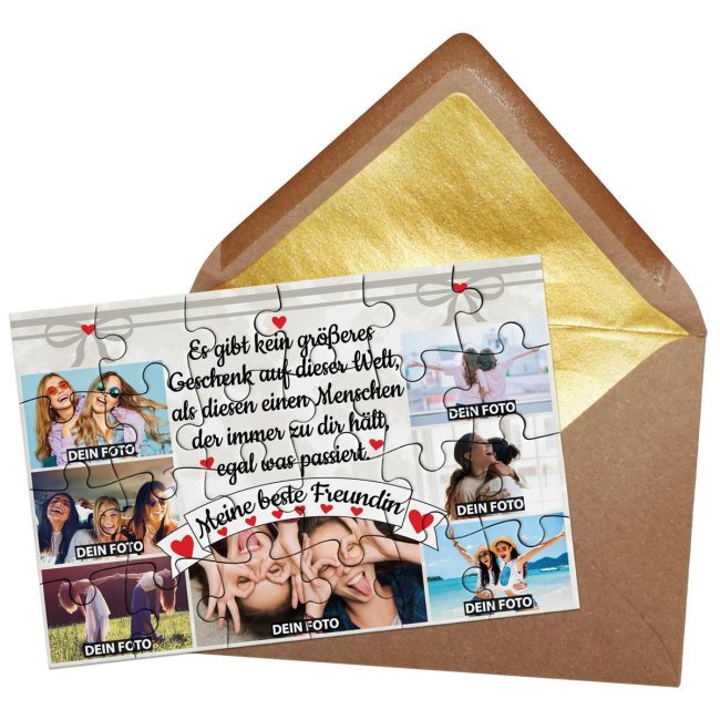 Foto-Puzzle mit sieben Fotos für die beste Freundin - 24 Teile inkl. Umschlag