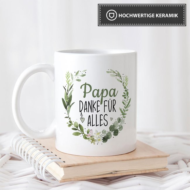 Tasse mit Spruch - Danke f&uuml;r alles Papa - Wei&szlig;