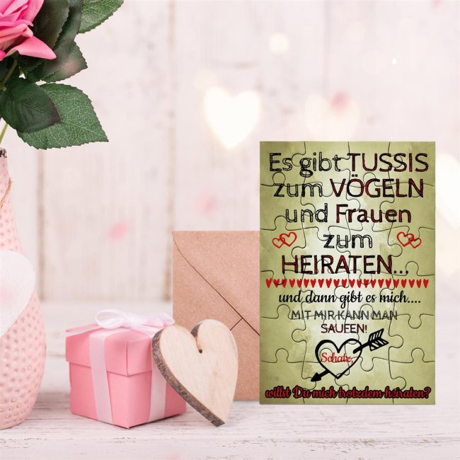 Puzzle - Heiratsantrag lustig - 24 Teile inkl. Umschlag