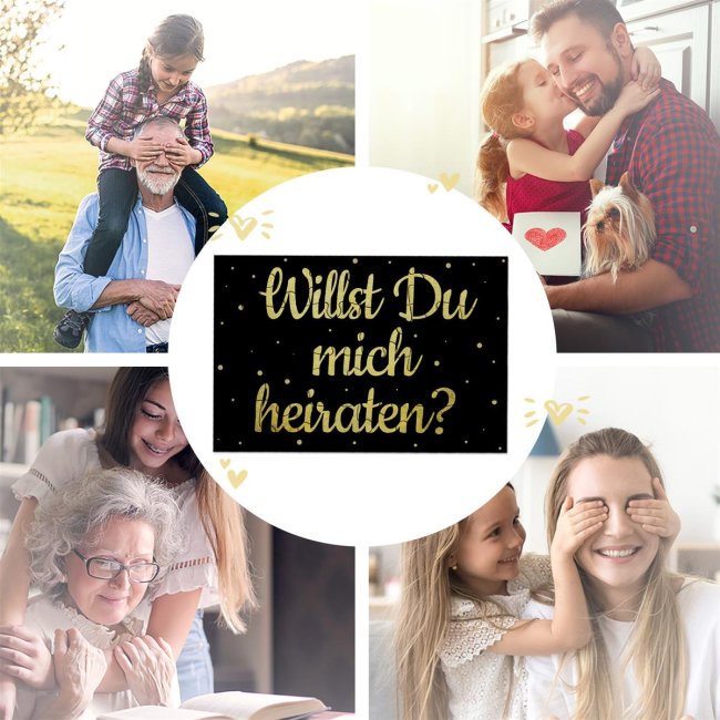 Puzzle - Willst Du mich heiraten? - Schwarzes Design - 24 Teile inkl. Umschlag