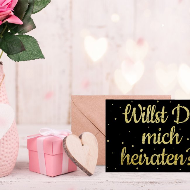 Puzzle - Willst Du mich heiraten? - Schwarzes Design - 24 Teile inkl. Umschlag