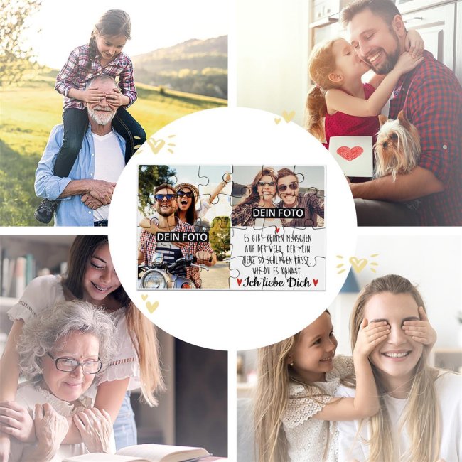 Foto-Puzzle mit zwei Fotos und Spruch - Ich liebe dich - 24 Teile inkl. Umschlag