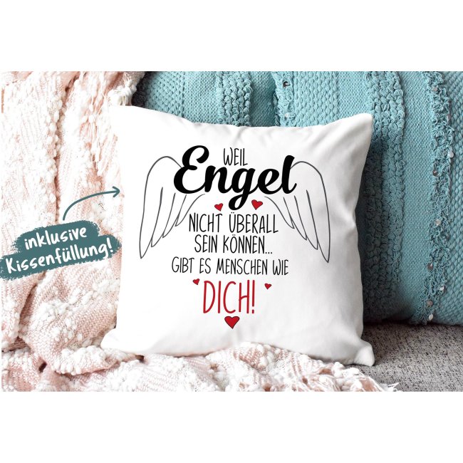 Kissen - Engel nicht &uuml;berall, deshalb Menschen wie dich! - Wei&szlig;