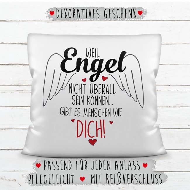 Kissen - Engel nicht &uuml;berall, deshalb Menschen wie dich! - Wei&szlig;