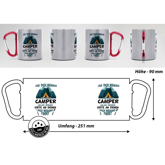 Karabiner Tasse - Leg dich niemals mit einem Camper an