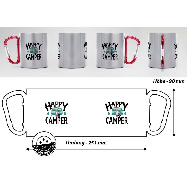 Karabiner Tasse - Happy Camper