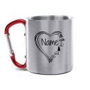 Karabiner Tasse - mit Herz-Motiv - mit Name personalisieren