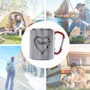 Karabiner Tasse - mit Herz-Motiv - mit Name personalisieren