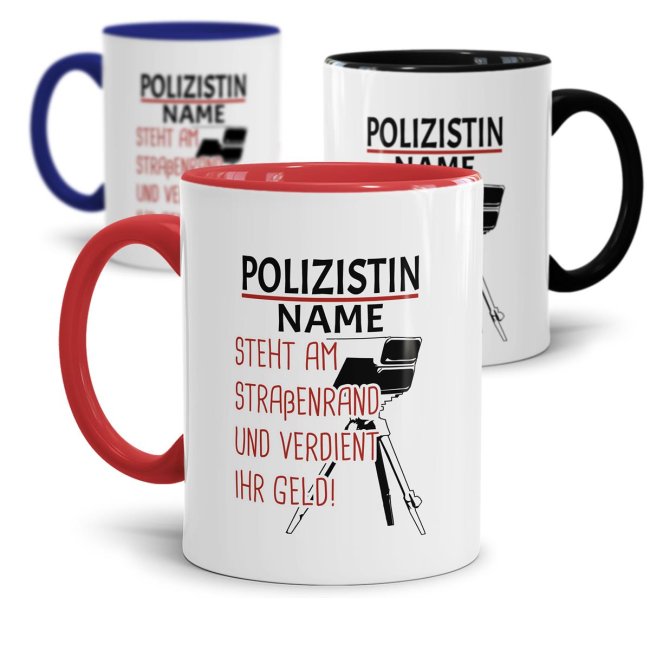 Tasse f&uuml;r Polizistin mit Name personalisierbar mit Spruch