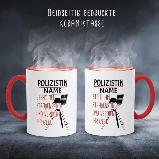 Tasse f&uuml;r Polizistin mit Name personalisierbar mit Spruch