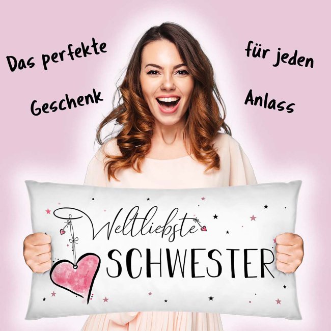 XXL-Kissen mit Spruch - Weltliebste Schwester