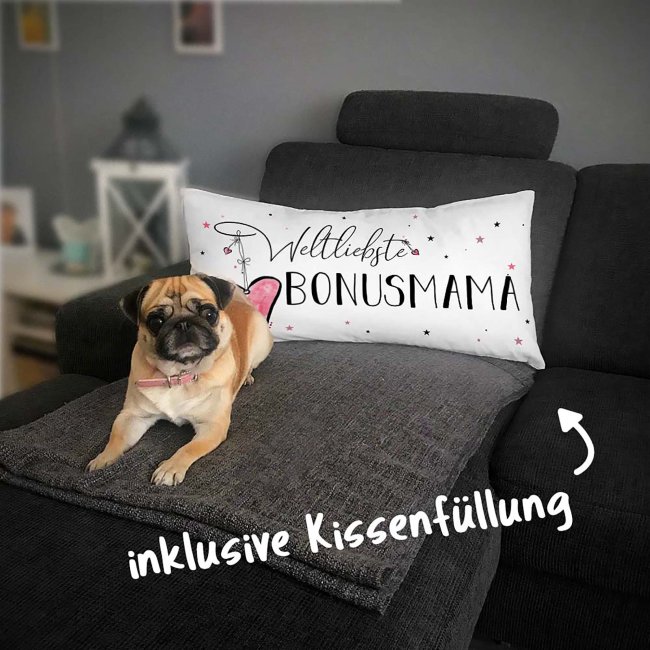 XXL-Kissen mit Spruch - Weltliebste Bonusmama