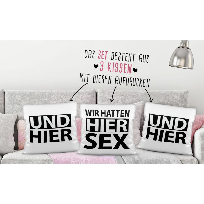 P&auml;rchen Kissen - Wir hatten Sex hier - Deutsch &amp; Englisch