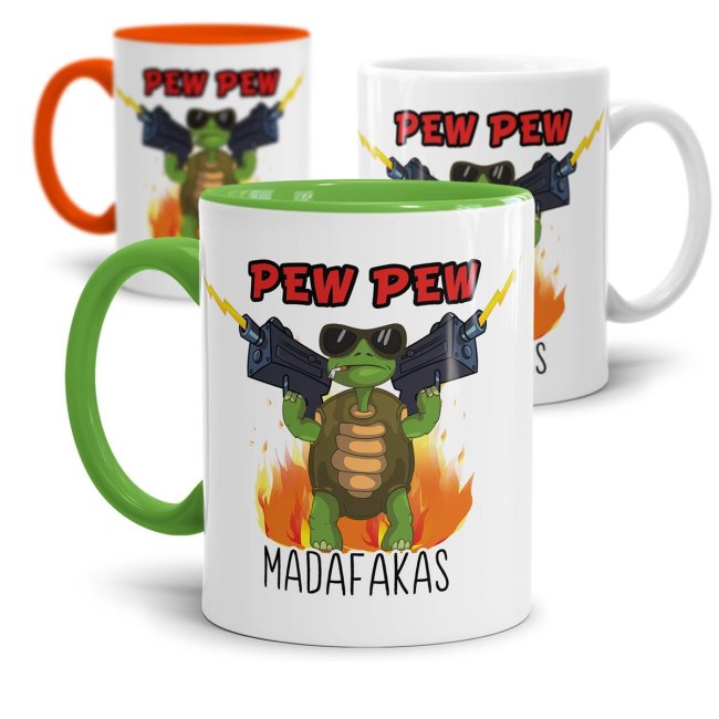 Tasse mit Spruch - Pew Pew Madafakas - Schildkr&ouml;te