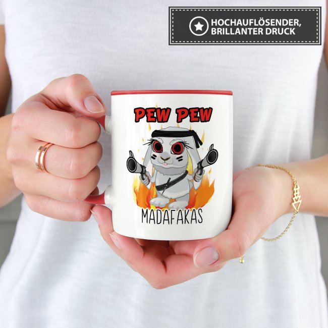 Tasse mit Spruch - Pew Pew Madafakas - Hase