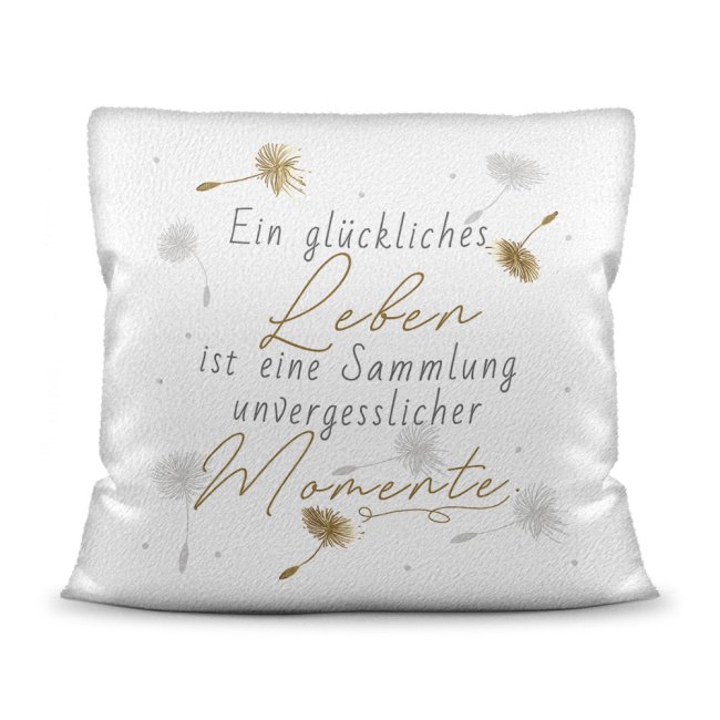 Kissen mit Spruch Unvergessliche Momente Weiß flauschig PRINT R