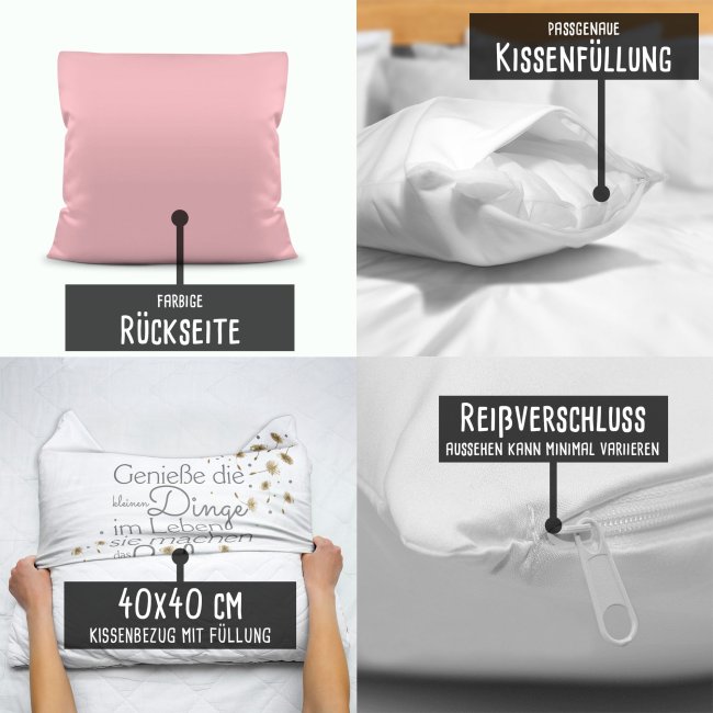 Kissen mit Spruch Genieße die kleinen Dinge Rosa PRINT ROYAL, 18,95