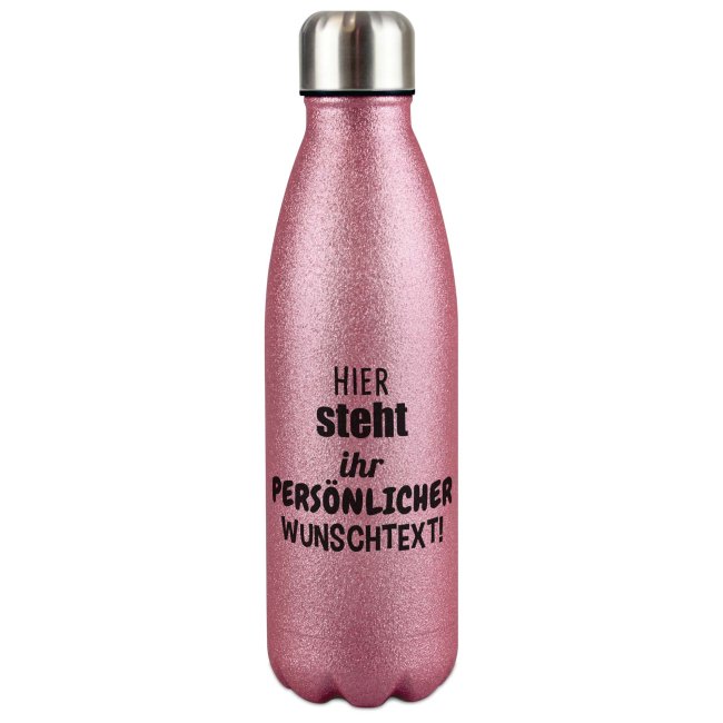 Glitzerflasche aus Edelstahl selbst gestalten - individuell mit Text - Pink - 500 ml