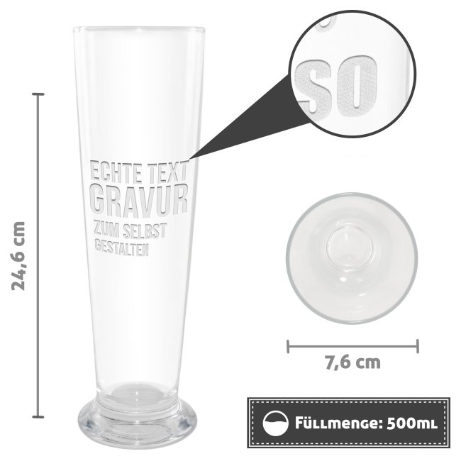 Bierglas gravieren mit Wunschtext - 500 ml