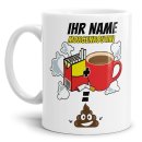 Lustige Tasse - Morgenroutine - die 3 Ks - Wei&szlig;