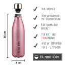 Trinkflasche aus Edelstahl mit Glitzer - mit Name -...