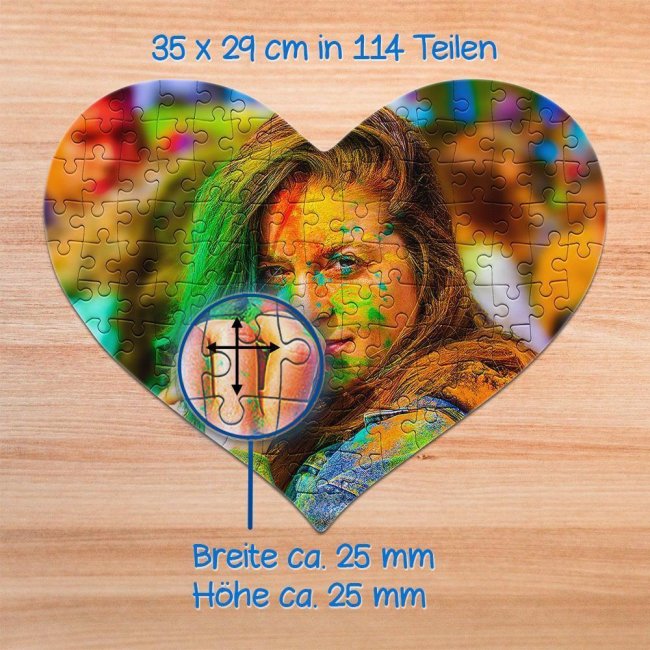 Kartonpuzzle inkl. bedruckter Verpackung 114 Teile - Herzform