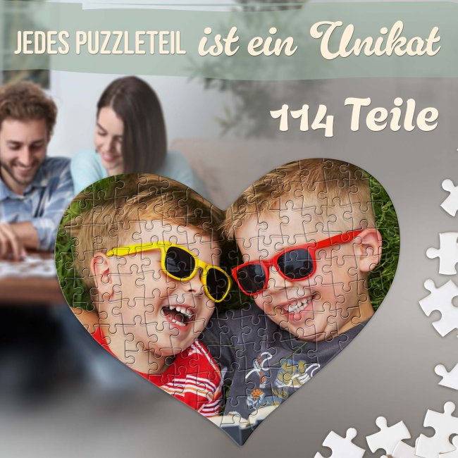 Kartonpuzzle inkl. bedruckter Verpackung 114 Teile - Herzform