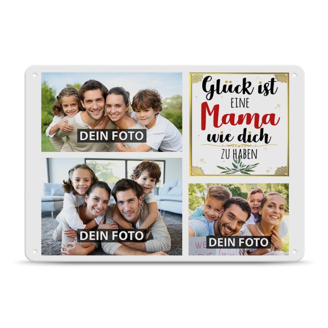 Blechschild für alle Frauen der Familie gestalten - Glück - Collage mit 3 Fotos