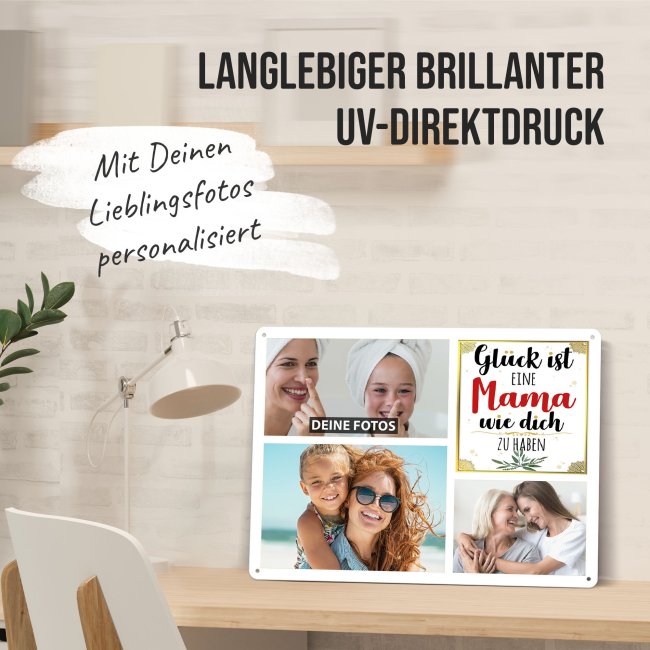 Blechschild f&uuml;r die Mama gestalten - Gl&uuml;ck ist - Collage mit 3 Fotos - DIN A3