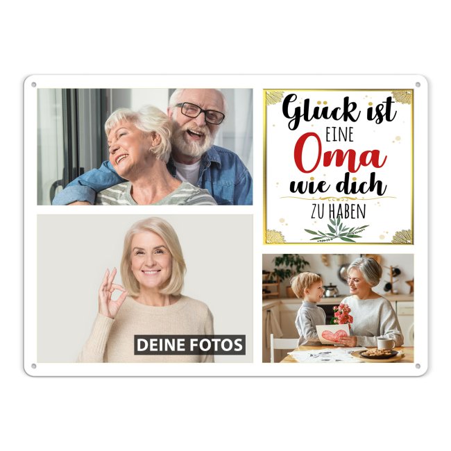 Blechschild f&uuml;r die Oma gestalten - Gl&uuml;ck ist - Collage mit 3 Fotos - DIN A3