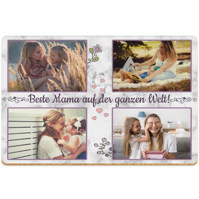 Platzset f&uuml;r Mama mit 4 Fotos selbst gestalten - Beste Mama auf der Welt