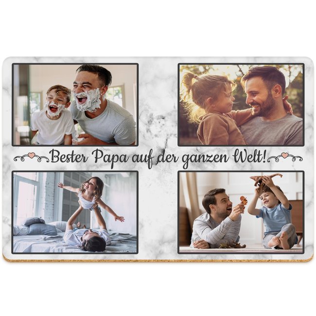 Platzset f&uuml;r Papa mit 4 Fotos selbst gestalten - Bester Papa auf der Welt