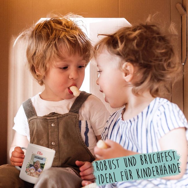 Fototasse f&uuml;r Kinder - &Auml;ffchen - mit Name und Foto personalisierbar - aus robustem Kunststoff