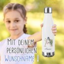 Buchstaben-Trinkflasche aus Edelstahl - mit Blumenmotiv